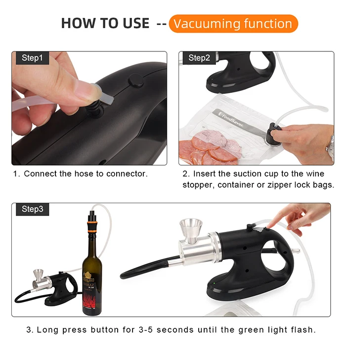 Portable Handheld Cold Smoking Gun with Vacuum Sealer Electric Food Drink Cocktail Smoker Woodchips Smoke Infuser Machine S268