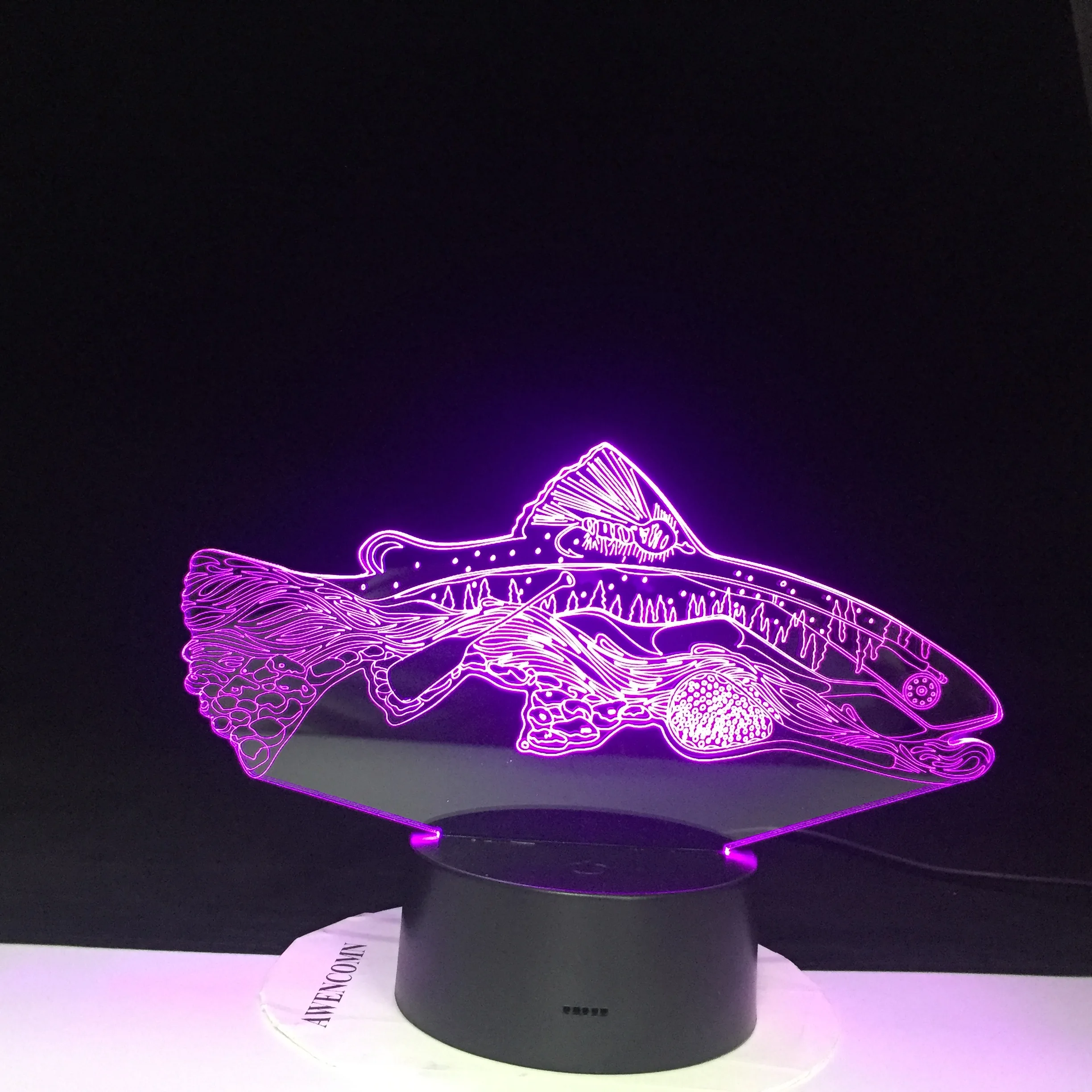 3D светодиодный ночник 7 цветов форма рыбы RGB настроение животное USB сенсорный