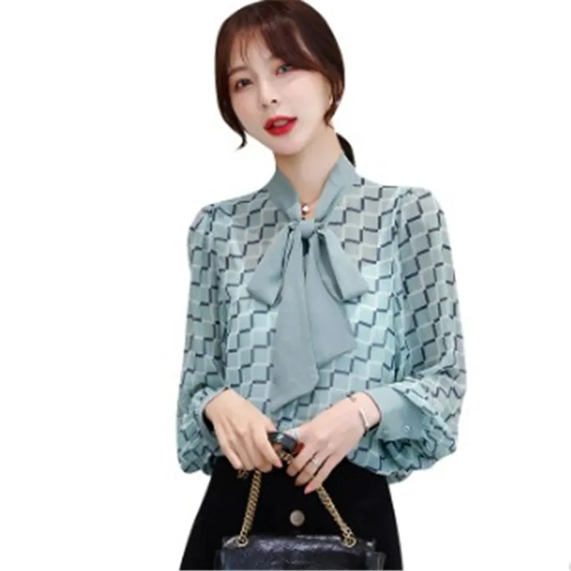

Design feeling niche chiffon shirt spring dress 2020 new women's long sleeve bowknot thin western style design shirt tide