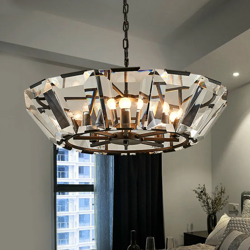 

Luxury American Living Room Led Chandelier Gold/black Chain Pendant Chandelier Lighting Lustre Crystal Hanging Lamp Fixtures