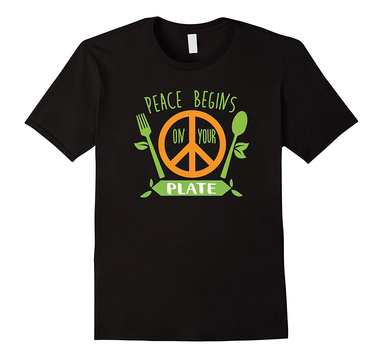 

Peace Begins on Your Plate Vegan Vegetarian Gifts T-Shirt Classic Cotton Men Round Collar Short Sleeve Top Tee Fashion Design