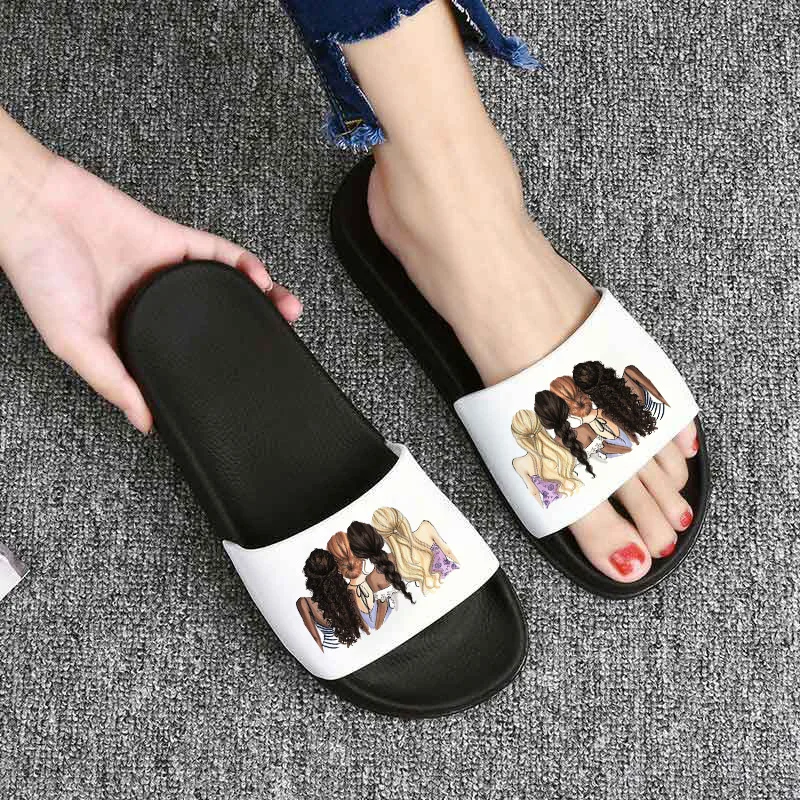 

2021 women slippers Best friends Avatar Printing Ulzzang Harajuku Female Beach Shoes Slippers Ladies Flip Flops zapatillas mujer