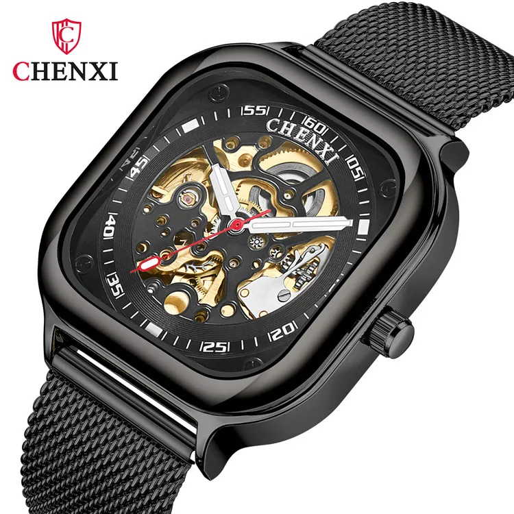 

Explosion CHENXI 8805 Style New Square Automatic Mechanical Watch Men's Casual Waterproof Hollow Mechanical Wristwatches