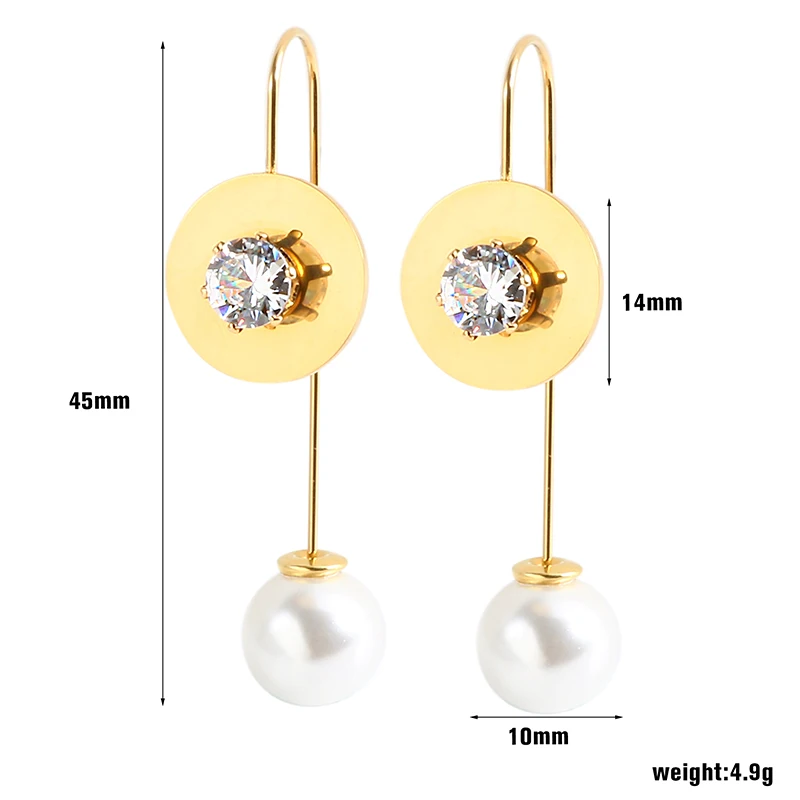 Gold Pear Earrings Long Dangle Pearl Pendant Earrings AAA+ Cubic Zirconia Rhinestone with Round Flower Heart for Bride Jewelry