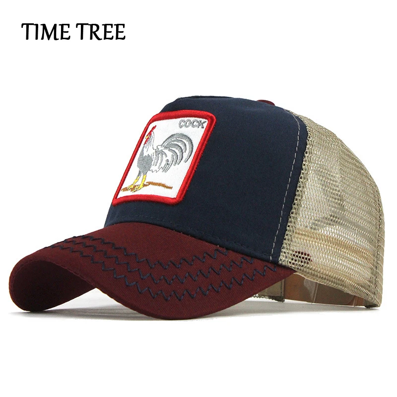Модная сетчатая бейсболка с вышивкой животных для женщин и мужчин шапка уличного