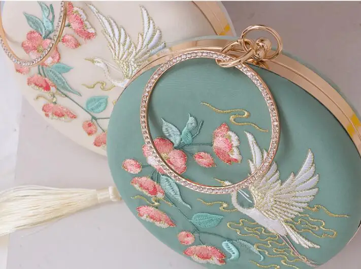 Angelatarch Новое поступление китайская Птица Цветочный Cheongsam свежий классический в стиле ханьфу круговой сумка-мессенджер дневной клатч Сумки для рук