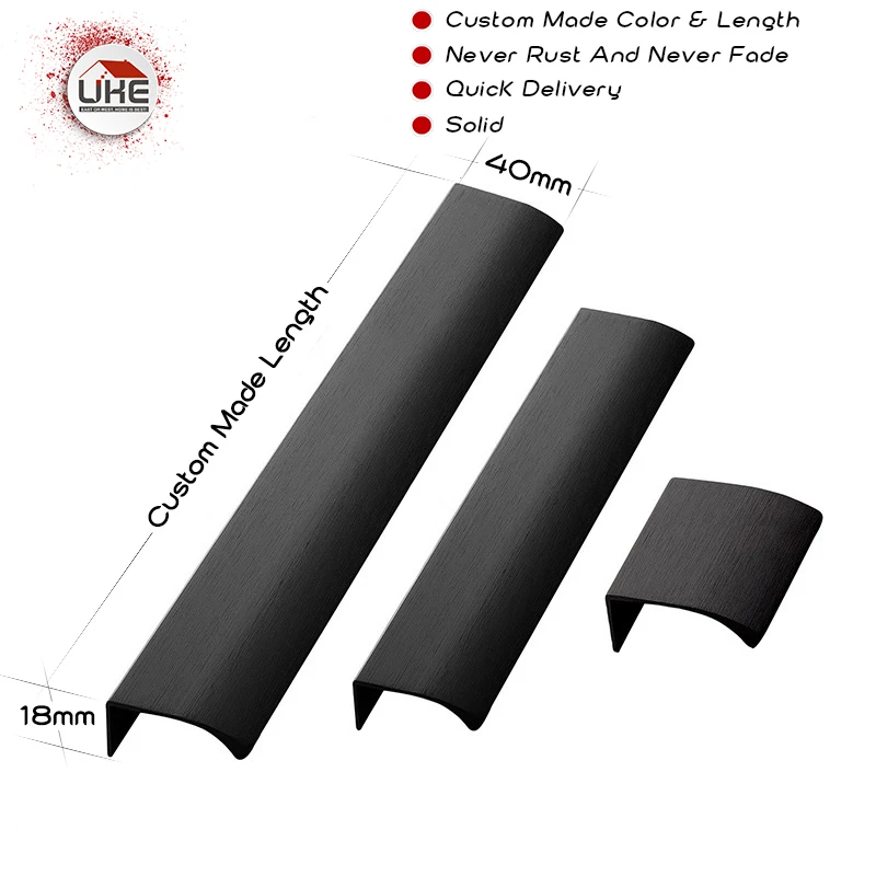 Бесплатная доставка матовая черная латунная Скрытая мебель кухонные ручки ящика