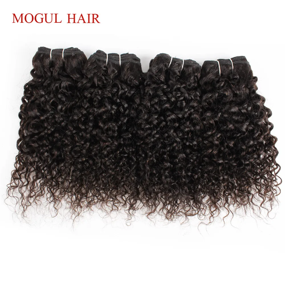 MOGUL волосы 4 шт. 50 г/шт. 10 12 дюймов бразильский Джерри Кудрявые 100 г/шт. 3 шт. 14-24 дюймов натуральный цвет коричневый не Реми человеческие волосы Shor