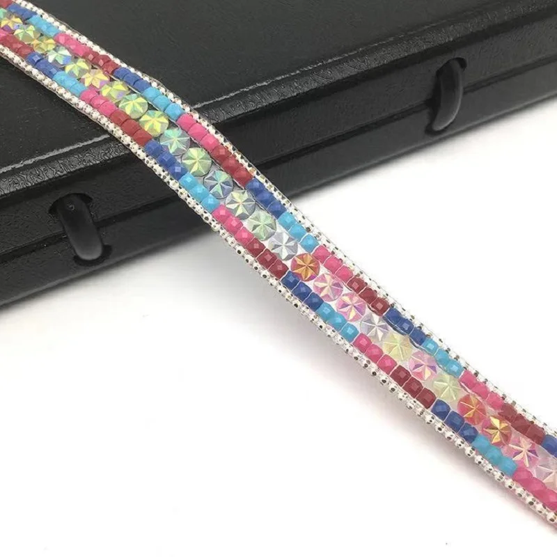 

Hotfix Rock Diamond Crystal Ribbon Trimming 1Yard/Lot 13mm Width Rhinestone Chain Applique Banding for DIY Accessories