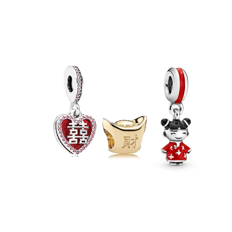 

Новинка 2020, Классическая кукла двойного счастья, Браслет-Шарм с сокровищами, модные ретро украшения для жены, шикарный подарок на свадьбу ил...