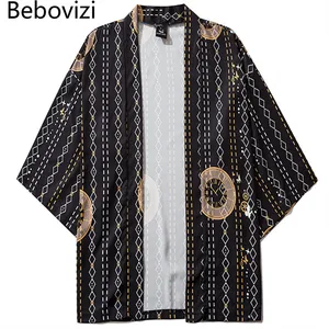 Уличная одежда Bebovizi в японском стиле, юката с геометрическим рисунком для мужчин и женщин, кардиган, пальто, блузка, Харадзюку, халат, японское кимоно, одежда хаори, 2020