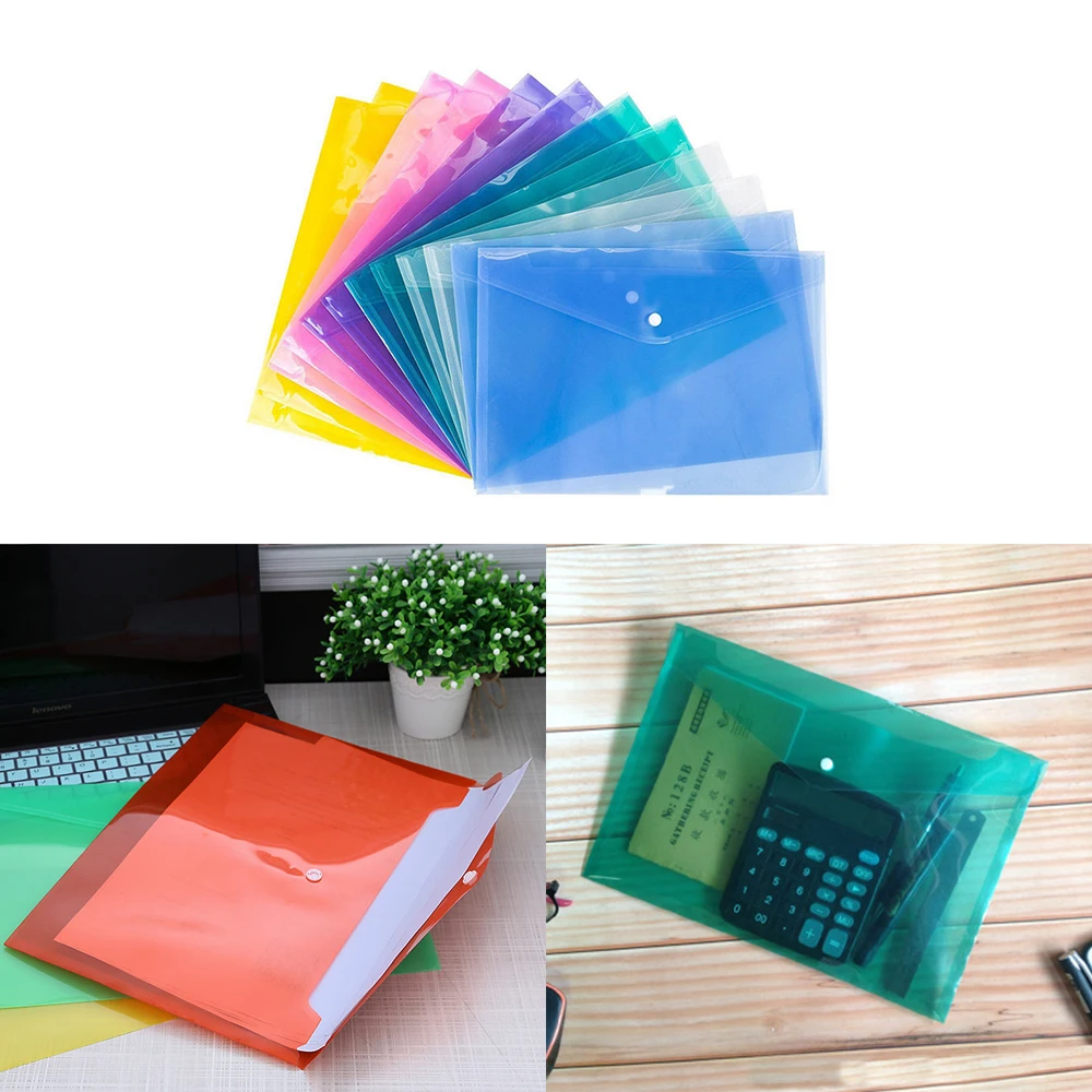 Прозрачная Сумка для документов А4 6 цветов папка файлов чехол канцтоваров школы