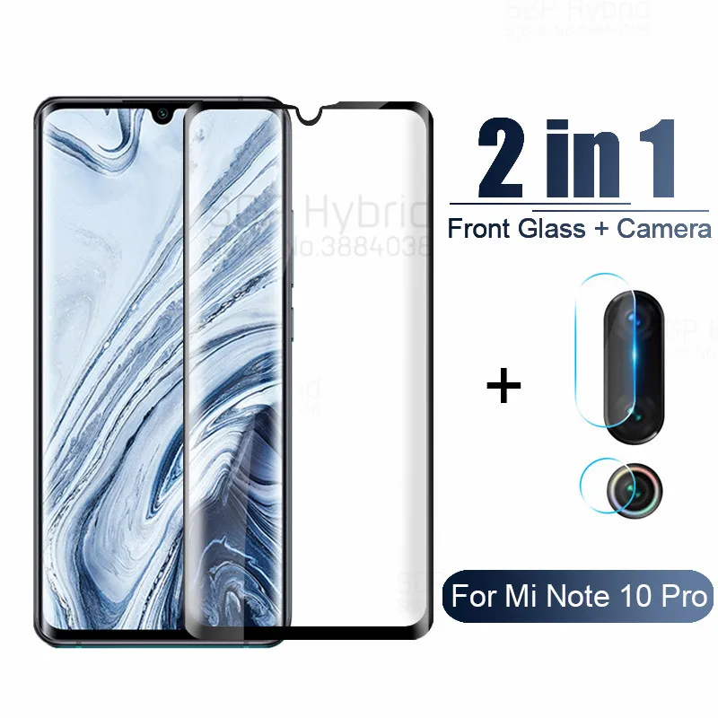 2 в 1 закаленное стекло для Xiaomi mi note 10 pro 3D Защитная пленка экрана и камеры|Защитные