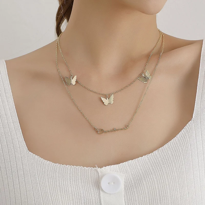 

Letter Necklaces Jewelry Butterfly Vintage Necklace Bohemia Trendy Necklace Choker Necklace Chain Necklaces Geometric Necklace