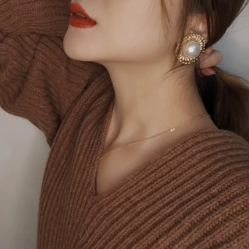 Удивительные Ретро Эффектные серьги гвоздики из искусственного жемчуга золотые