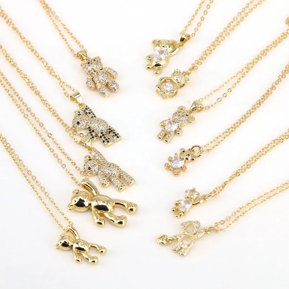 

Ожерелье с подвеской в виде медведя из циркония, 5 шт.