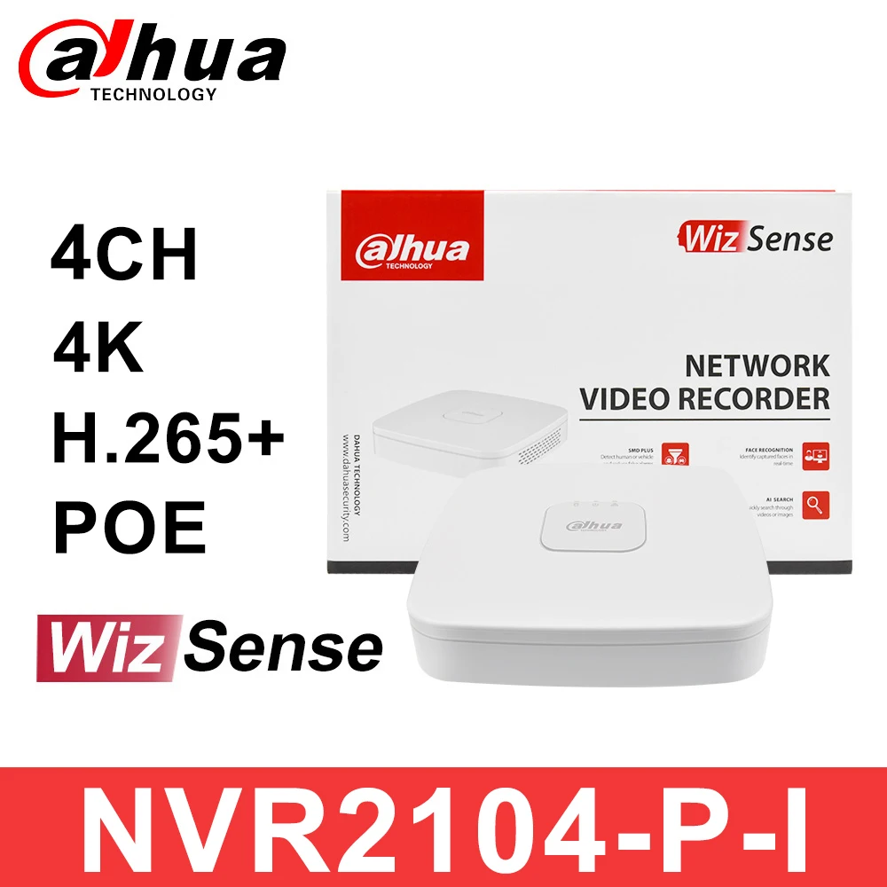 

Dahua NVR 4CH 4K NVR NVR2104-P-I Smart 1U WizSense Network Video Recorder Remote view Surveillance System