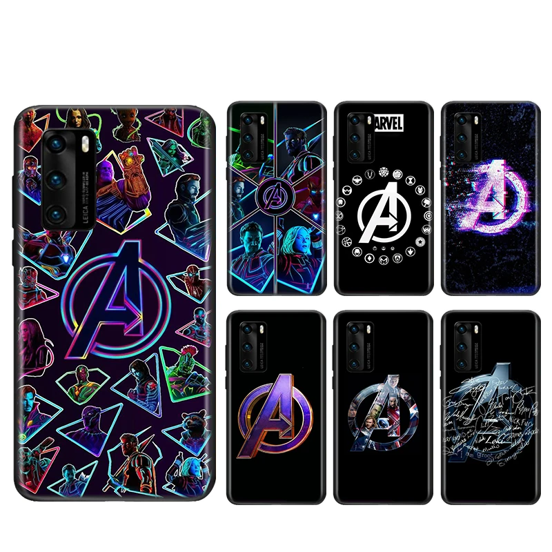 

Marvel Avengers A Logo For Huawei Mate 10 20 X 5G 30 40 RS Lite P Smart Pro Plus 2018 2019 2020 2021 Z S Black Phone Case