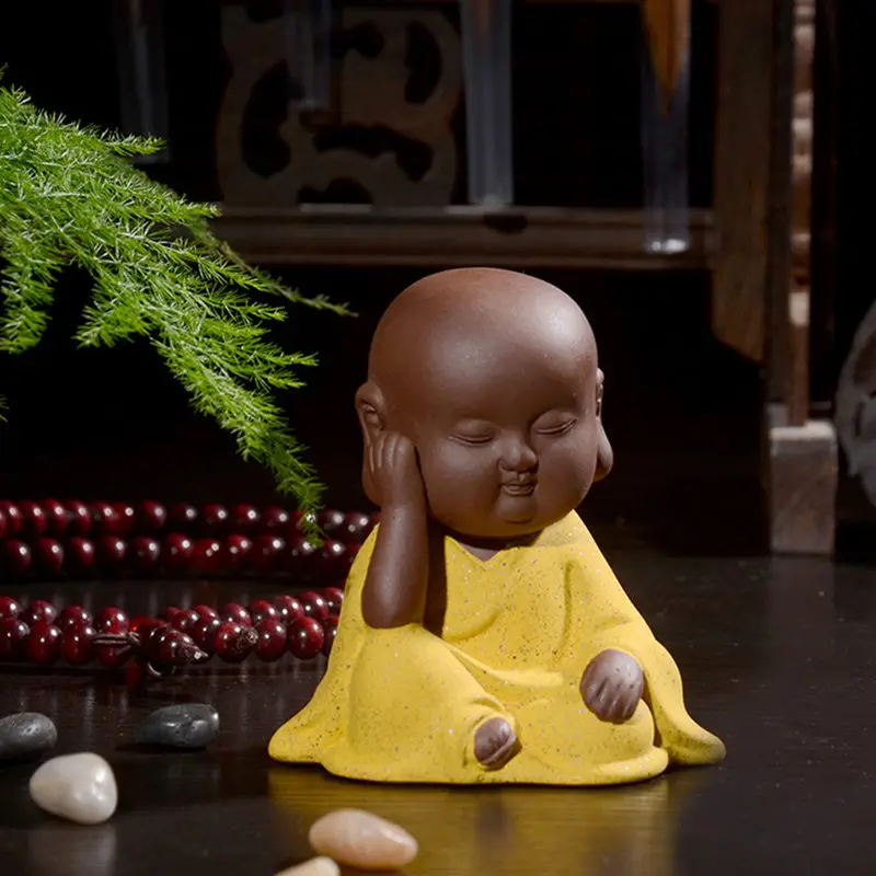 

Monk Figurines Car Decoration Crafts,Home Decor Kungfu Monks Figure Car Ornament Buddha Boy Accessories Figurines Tea Pet