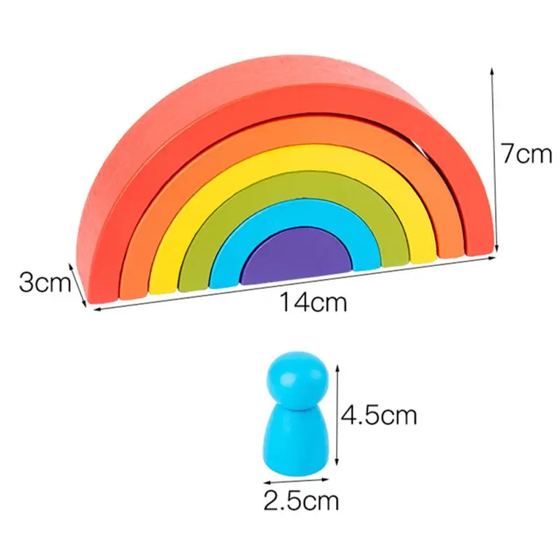 

Diy Children'S Wooden Rainbow Toy Creative Wood Rainbow Stacked Balance Blocks Baby Toy Montessori Educational Toys For Children