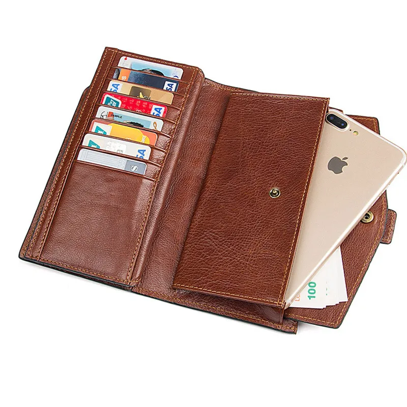 Мужской клатч из натуральной кожи с отделением для монет и телефона | Багаж сумки