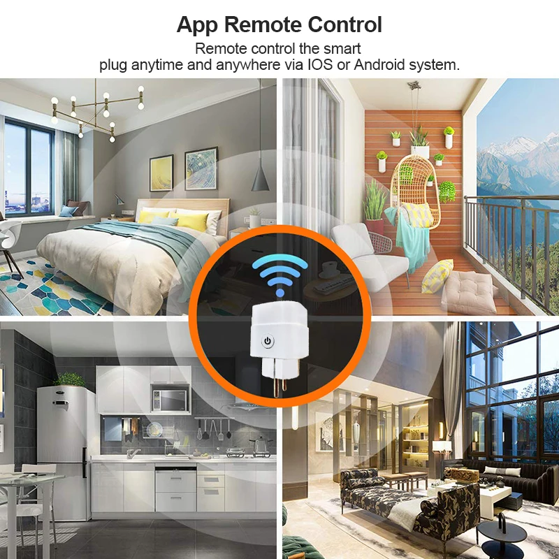 

16A WiFi Smart Plug Outlet Tuya Remote Control Monitor Power Smart Home Appliances Works With Alexa Google Home No Hub Required
