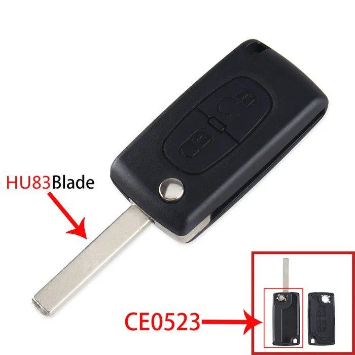Dandkey 2 кнопки для peugeot 307 408 308 3008 Fob CE0536 CE0523 дистанционный Автомобильный ключ Замена оболочки чехол с VA2 лезвие HU83 лезвие - Количество кнопок: CE0523 HU83 Blade