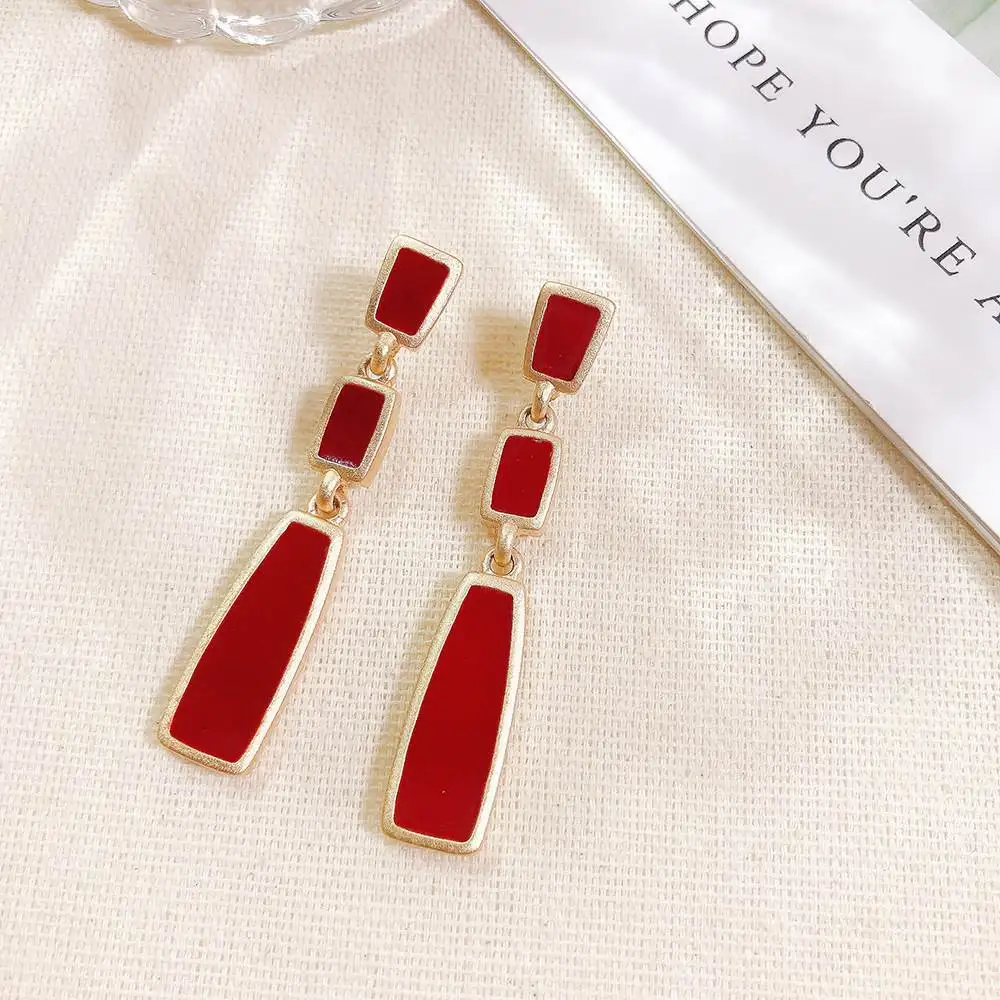 Красные серьги с французским замком в стиле ретро корейский темперамент