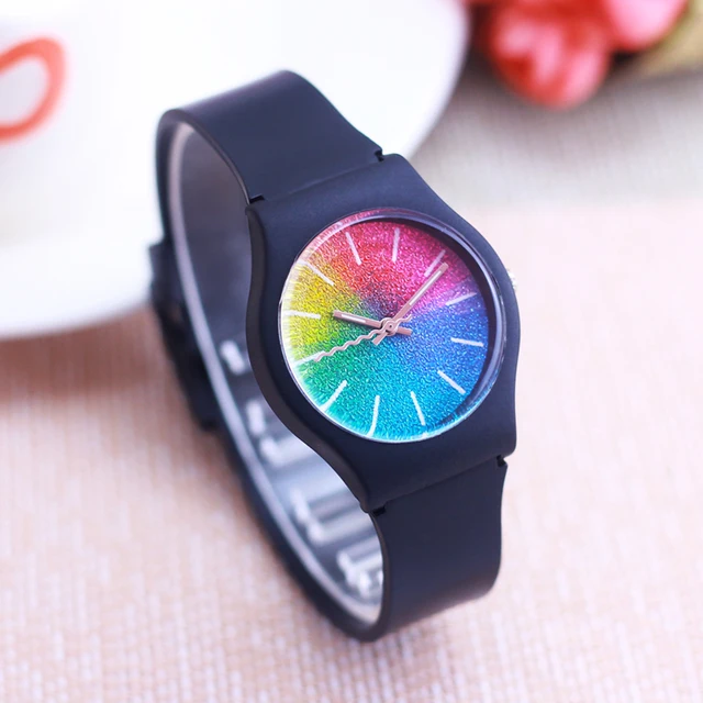 Women's Men's Luxury Quartz Starry-Sky Face Wristwatch Girls Boys Students Gifts Colorful Rubber Strap Water Resistant Watches 1