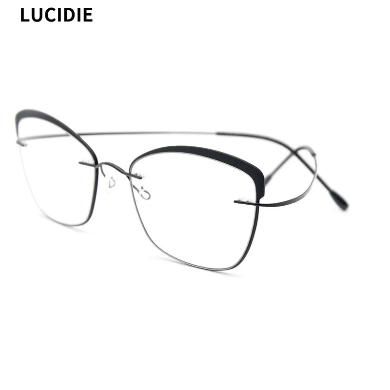 

LUCIDIE 2020 New 10g Ultralight Beta Titanium Flexible Glasses Frame Women Cat Eye Prescription Eyeglasses Optical Myopia Frames