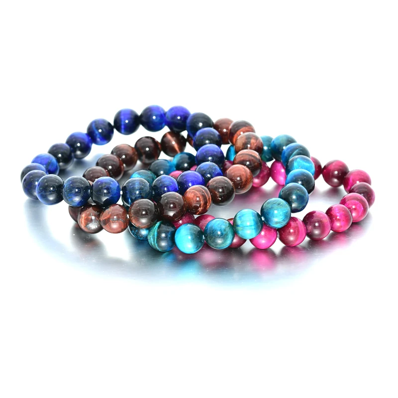 Женский и мужской браслет с тигровым глазом NAPOLN синий бисером из драгоценного