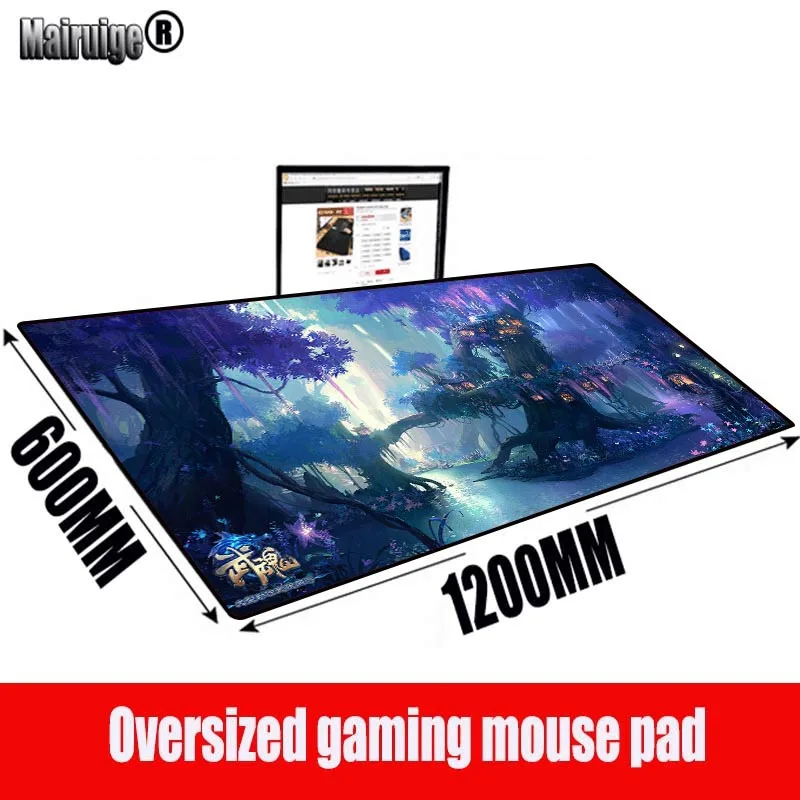 

Большой Нескользящий Резиновый коврик для мыши MRGBEST с фантазийным ландшафтом и цветами, с застежкой по краю, для ноутбука, компьютера, клави...