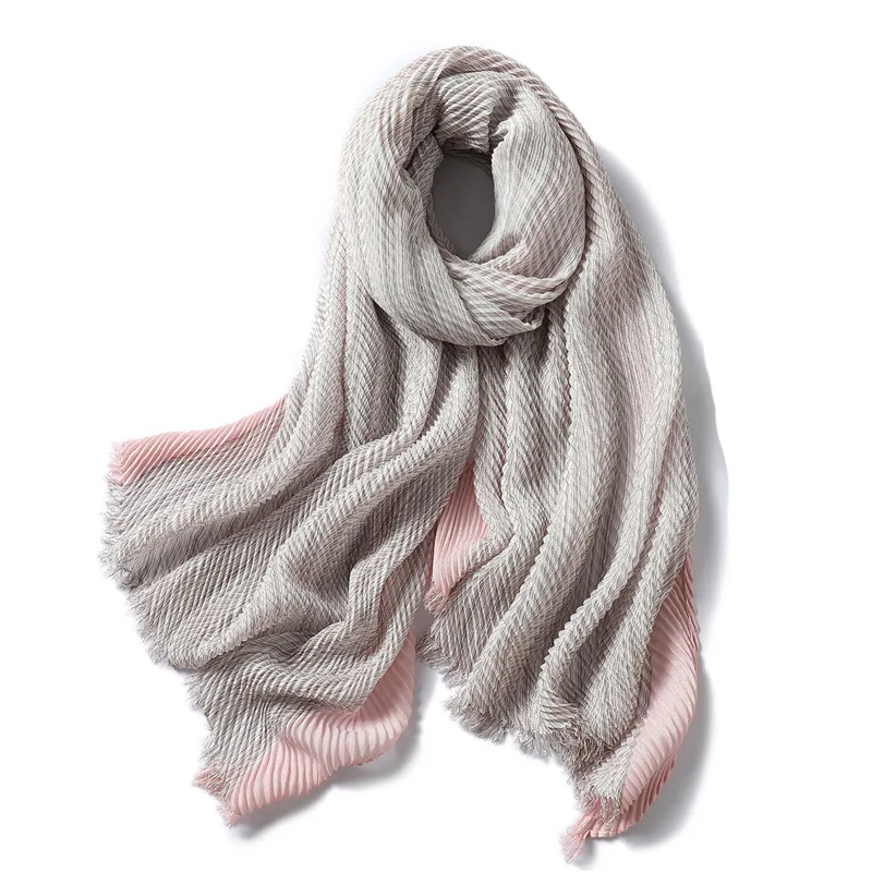 Элегантный хлопковый шарф модные плиссированные женские мягкие зимние теплые