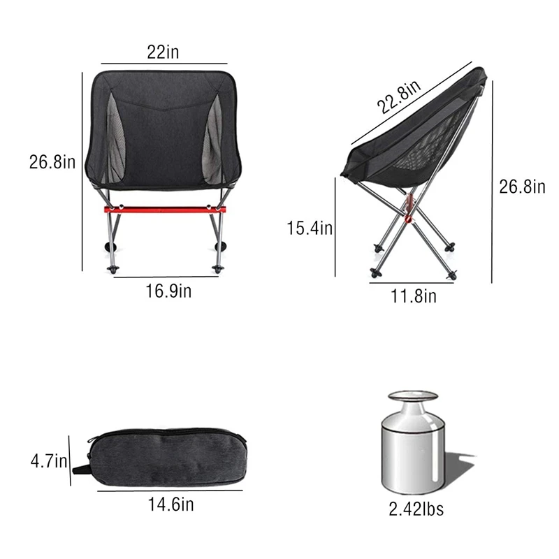 구매 초경량 접이식 캠핑 의자, 휴대용 컴팩트 야외 캠프 해변 여행 피크닉 하이킹 경량