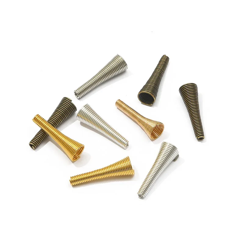 10Pcs Metal Spring Funnel Shape Spacer Beads Caps DIY Beading Supplies Cone Spring Coil End caps For Jewelry Makings Accessories
