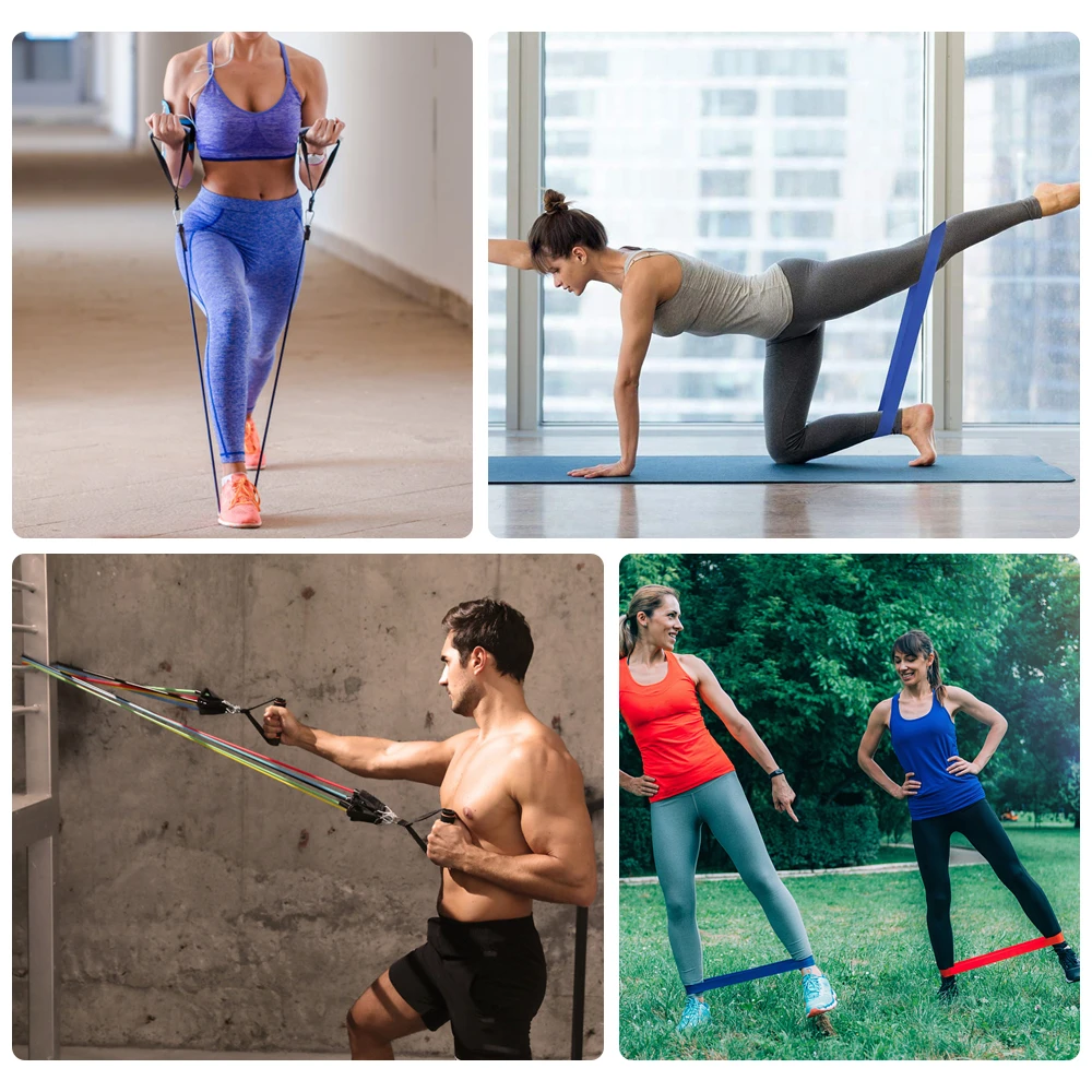 

Lixada 18pcs Resistance Bands Set 5 Exercise Tube Bands Loop Bands Cushioned Handles Jump Rope Door Anchor Ankle Straps Home Gym