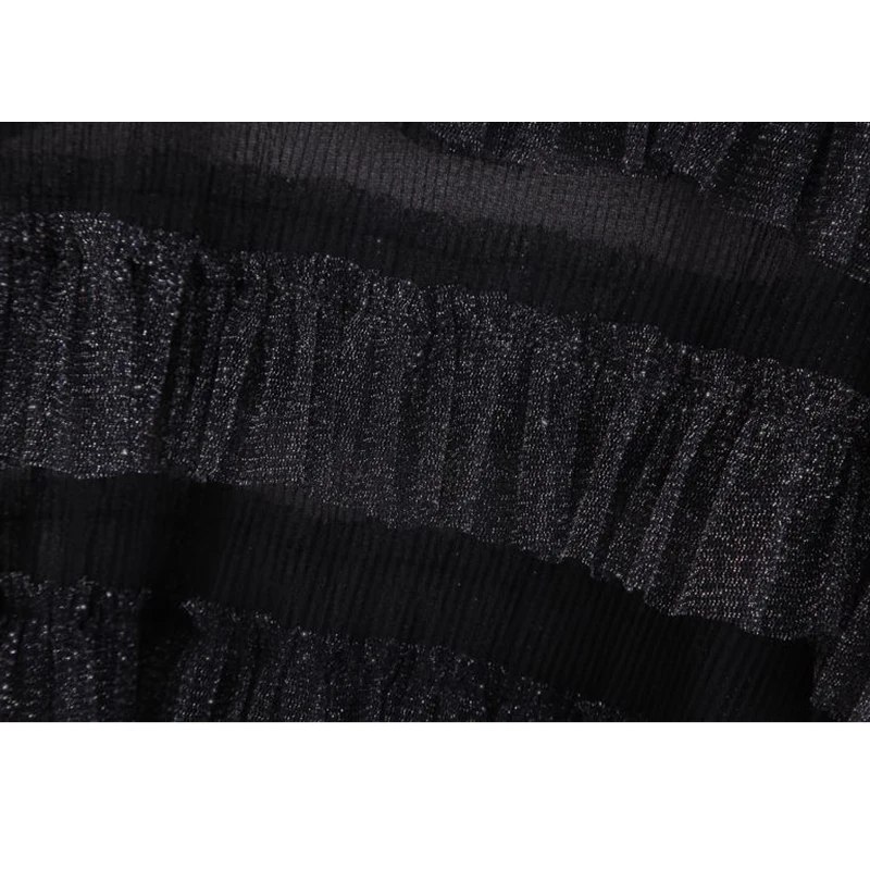 Женская кружевная блузка GLAUKE черная прозрачная без подкладки с многослойным