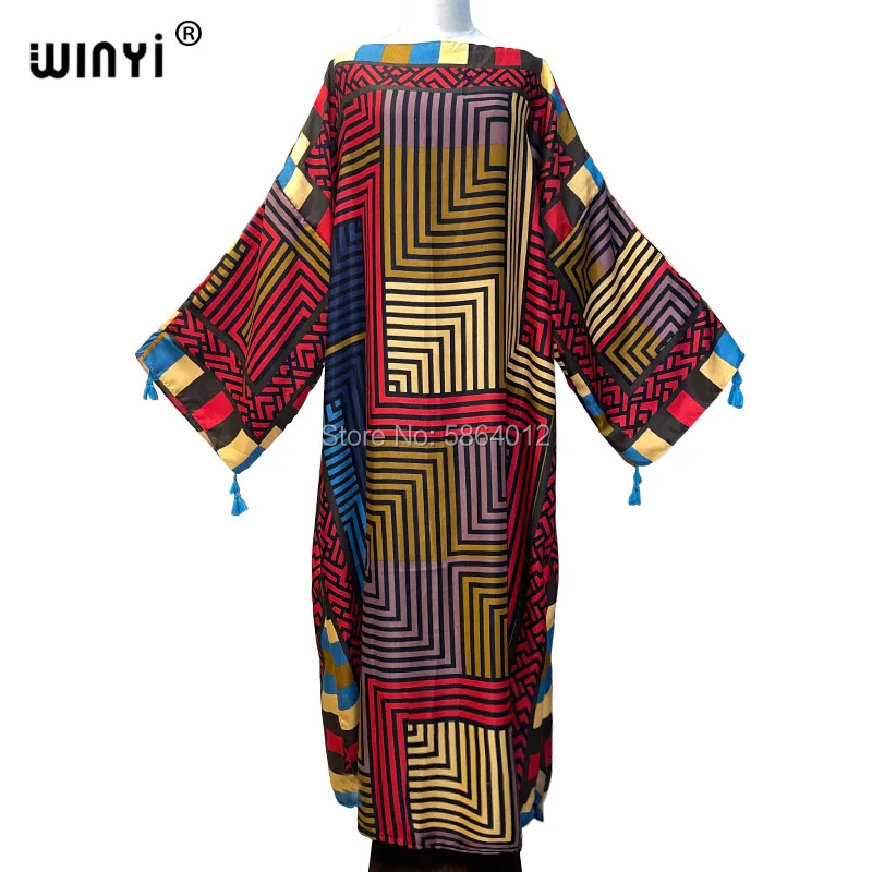 

2021 WINYI Autumn Runway Designer Elegant Pleated Dress Women Long Sleeve Splicing Stripe Print Female Midi Dress Vestdios