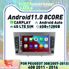 Автомагнитола Carplay 2DIN, 7 дюймов, Android 11,0, для Peugeot 308, 408, 2007-2014, 4G, LTE, мультимедийный видеоплеер, 4G, LTE, GPS, стерео, аудио