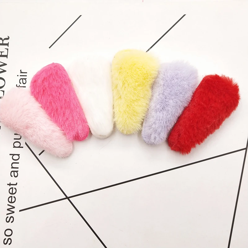 

40pcs/lot 5.5cm furry BB Hair Clip Cover Padded Appliques without clip for DIY handmade Hair clip Accessories