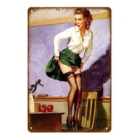 vintage sexy lady pin up girl painting tin signs metal plate art poster wall sticker bar coffee house cafe home decor