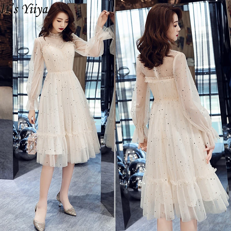 Женское вечернее платье It's Yiiya элегантное цвета шампанского с длинными