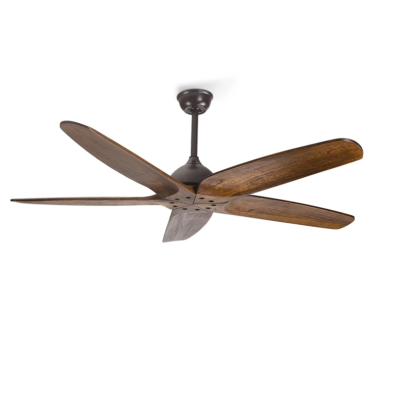 60 Inch 5 Solid Wood Blade Wooden Ceiling Fans Wood Vintage DC Ceiling Fan Decor With Remote Control Home Loft Fan 220v images - 6