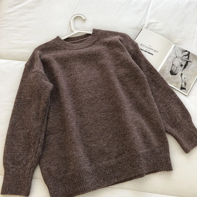 

Autumn Winter Women Knitted Cashmere Sweater Oversized Soft Jumper Casual Basic Pullover Long Sleeve Loose Tops