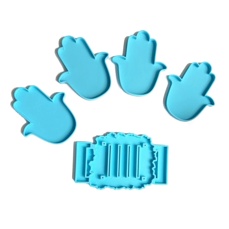 

L5YA 5 Pcs/Set Corn Coaster Cup Holder Epoxy Resin Mold Cup Mat + Stand Silicone Mould Kit DIY Crafts Decorations Tool