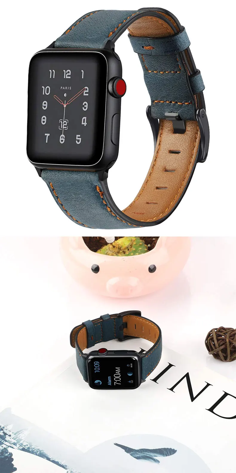 Ретро-стиле, из натуральной кожи, ремешок для наручных часов Apple Watch 4 5 44 мм 40 мм, 42 мм, 38 мм, версия наручных часов iwatch, ремешок Watch series 5/4/3/2/1 браслет аксессуары