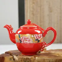 Red teapot ceramic large capacity blue and white porcelain lifter tea