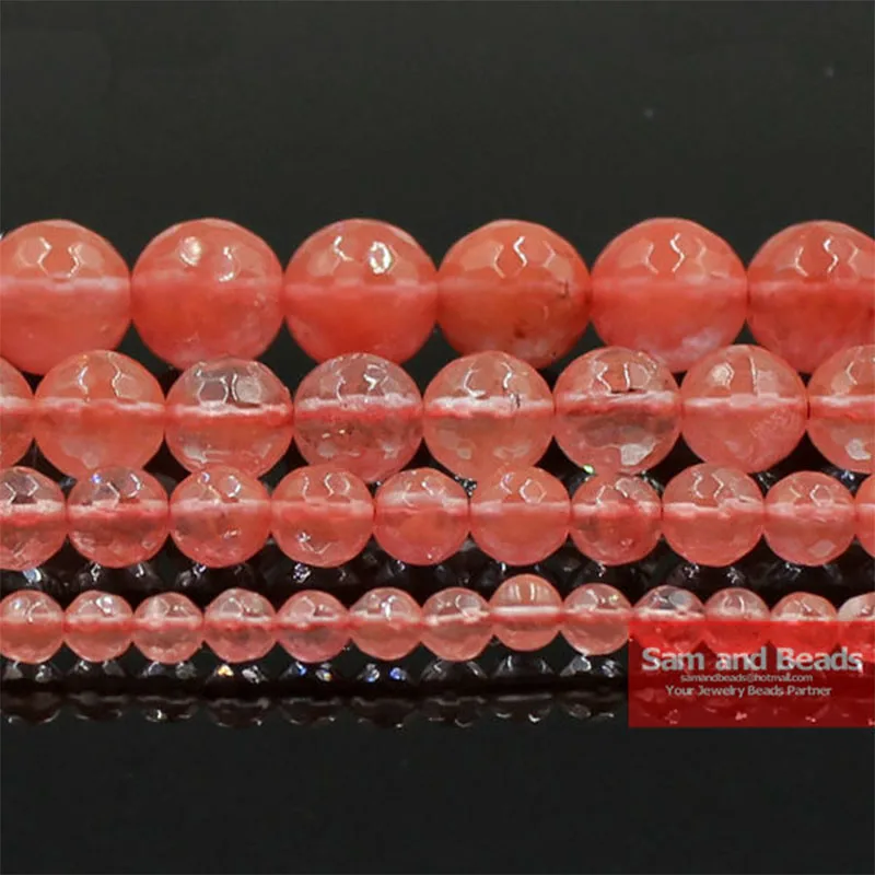 Бесплатная доставка Бусины Из Натурального Розового вишневого кварца с гранями 4