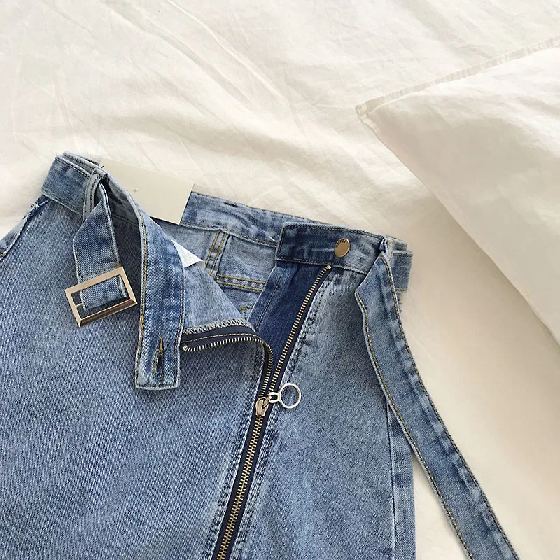 Юбка Женская Асимметричная из денима Модная элегантная повседневная