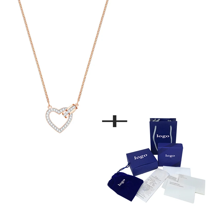 

SWA элегантное Новое милое ожерелье до ключиц в форме сердца модное простое ювелирное изделие на День святого Валентина отправьте подарок де...